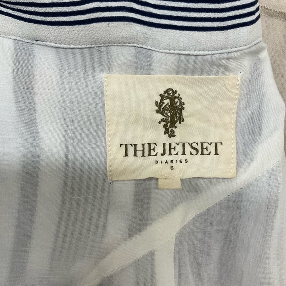 The Jetset Diaries Navy Blue White Her Allies Striped Maxi Wrap Skirt Size S - Picture 7 of 8